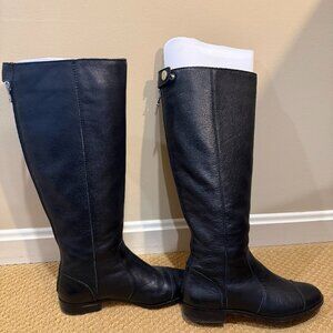 Ann Taylor Knee High Black Pebble Leather Boots